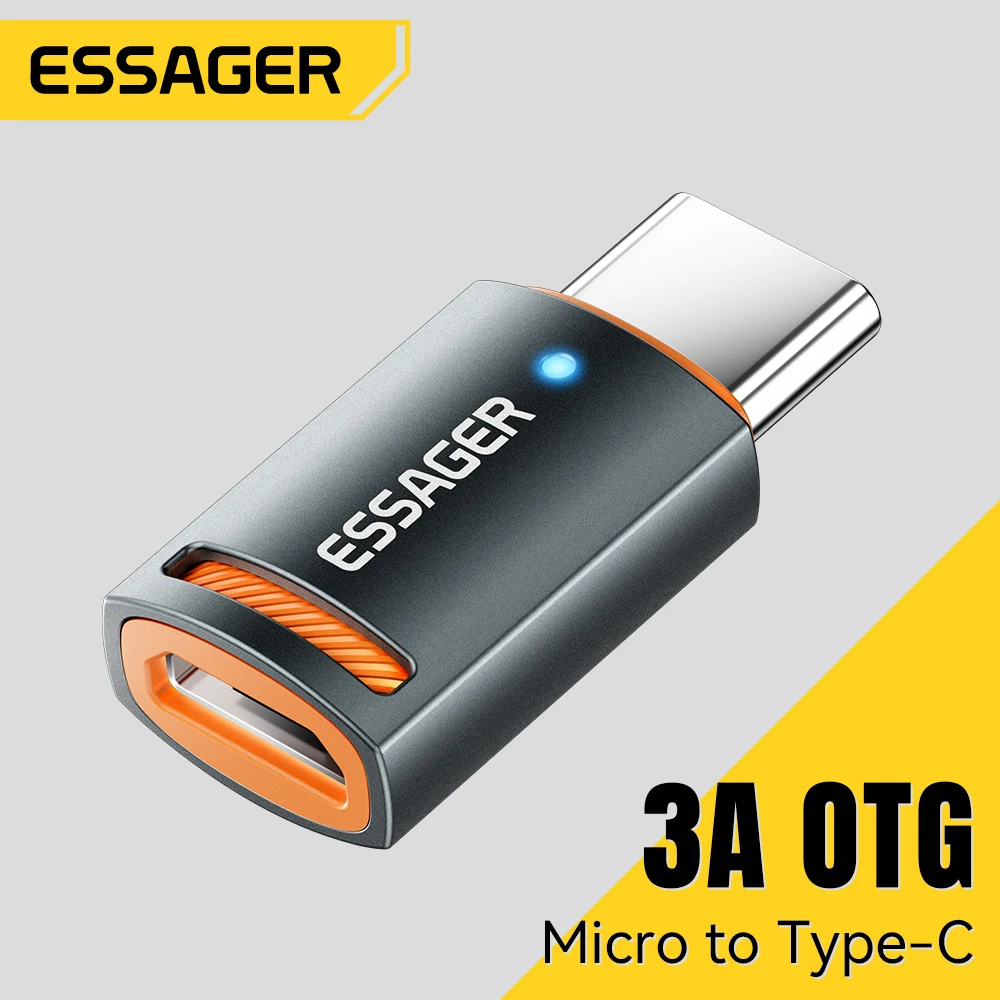 Essager USB 3,0 OTG adaptador tipo C hembra a USB macho convertidor USB a Micro ip adaptador de carga rápida para ordenador portátil Macbook Samsung