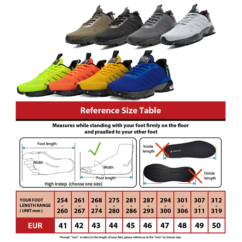 Baasploa-Zapatillas de correr profesionales para hombre, deportivas masculinas de malla, ligeras, con cordones, para deportes al