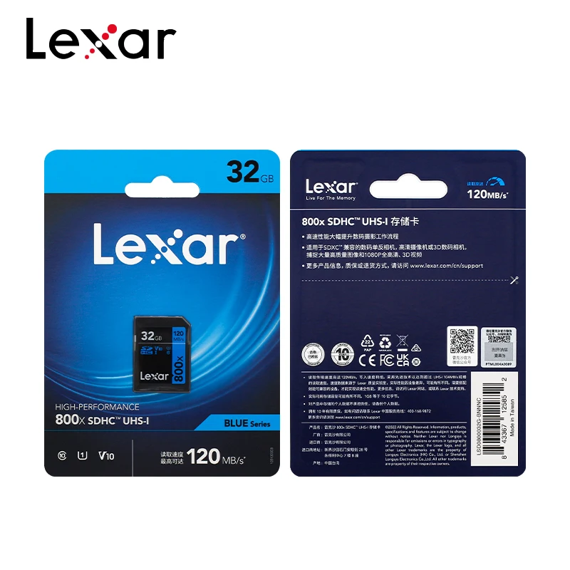 Tarjeta SD Lexar 800x Pro, lectura de 150 MB/s, tarjeta Flash SDXC de 64GB, 128GB, 256GB, V30, UHS-I, SDHC, tarjeta de memoria de 32GB, tarjeta de almacenamiento para cámara