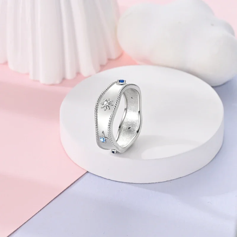 Anillos de moda para mujer, estrellas y luna, girasol, corazón rosa, circón, anillos anchos de lujo, regalo de joyería de boda de compromiso a la moda