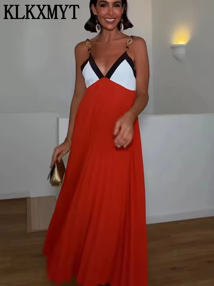 KLKXMYT Elegante Vestido Largo con Cuentas para Mujer, Vestido Midi Sexy sin Mangas con Espalda Descubierta, Vestidos de Fiesta para Mujer