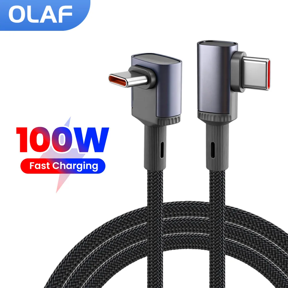 PD 10W Cable de carga rápida tipo C a tipo C codo USB C cargador rápido para iPhone 17 15 Samsung Xiaomi Huawei iPad transferencia de datos