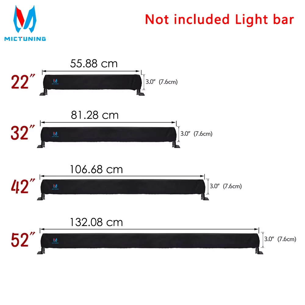 MICTUNING-funda de nailon para coche, accesorio Universal de 22, 32, 42 y 52 pulgadas, barra de luz LED curvada recta, Premium