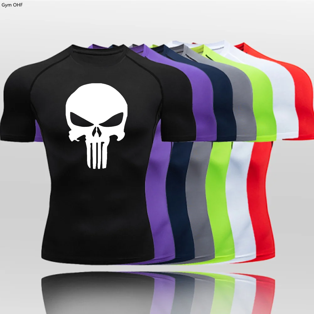 Camisetas de compresión para correr para hombre, ropa elástica para gimnasio, entrenamiento de fútbol, culturismo
