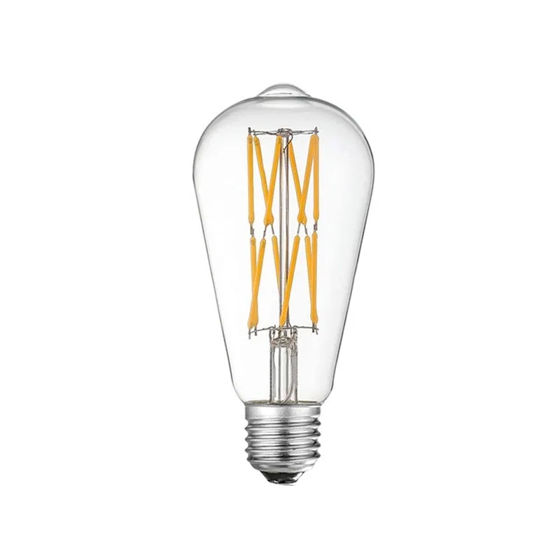 LED ST64 12W 16W DC 220V blanco cálido Yllow 2700K bombilla de filamento dorado E27 luz Vintage Edison lámpara Retro aspecto de vidrio dorado