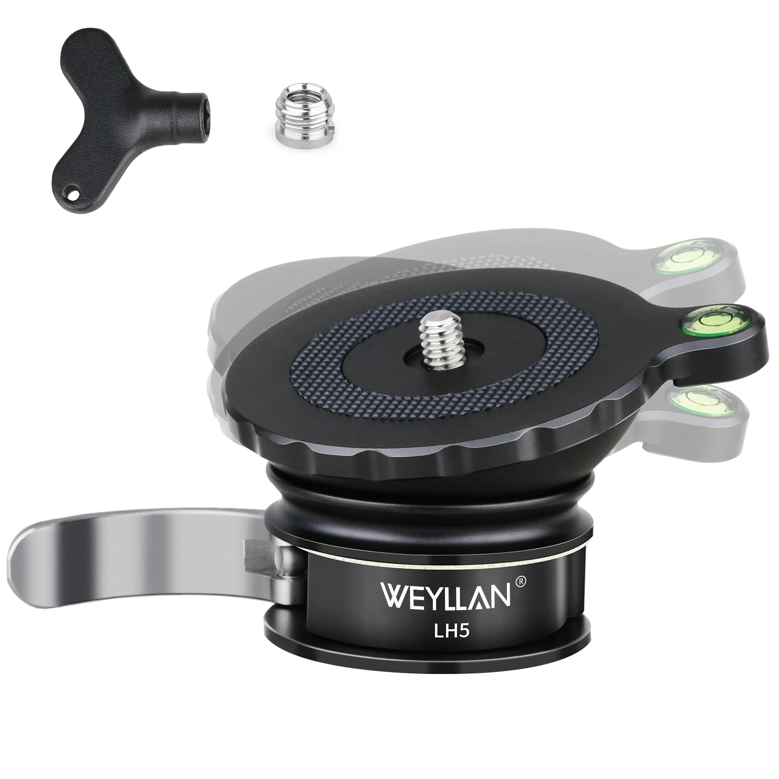 Weyllan-Cabezal de trípode LH5, Base de nivelación 3s, placa de ajuste rápido, ajuste Horizontal para cámara DSLR Canon, Nikon, Sony
