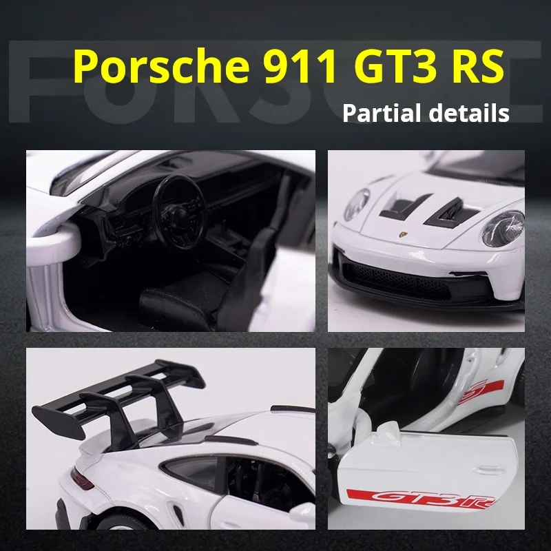Coche Deportivo de Carreras Porsche 911 GT3 RS a Escala 1:36, Modelo en Miniatura de Aleación Fundida a Presión, Juguete de Colección Rápido y Furioso, Regalo de Cumpleaños para Niños