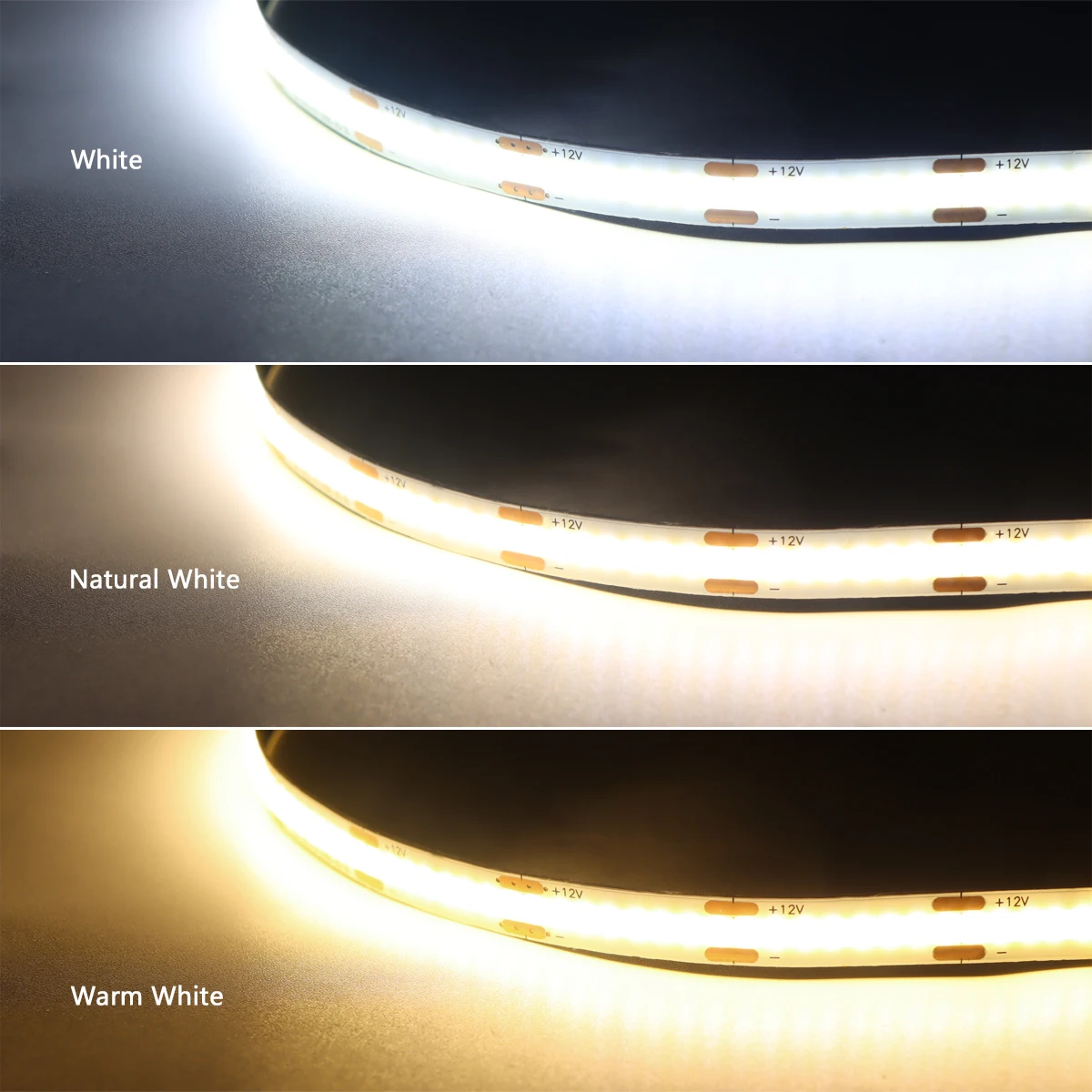 Tira de luces LED COB para debajo del gabinete, cinta de lámpara de armario, pantalla de colección, estantería, Sensor táctil regulable de madera Penetrable