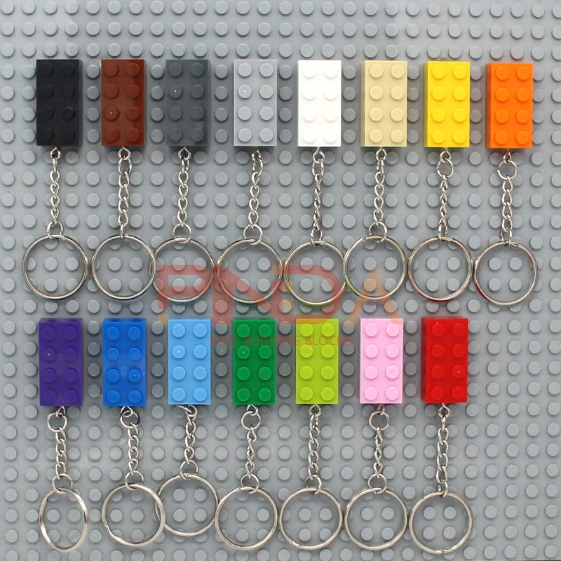 10 Uds. MOC 2x4 llavero bloques de construcción regalo creativo con ladrillo MOC llavero placa de ladrillos Compatible