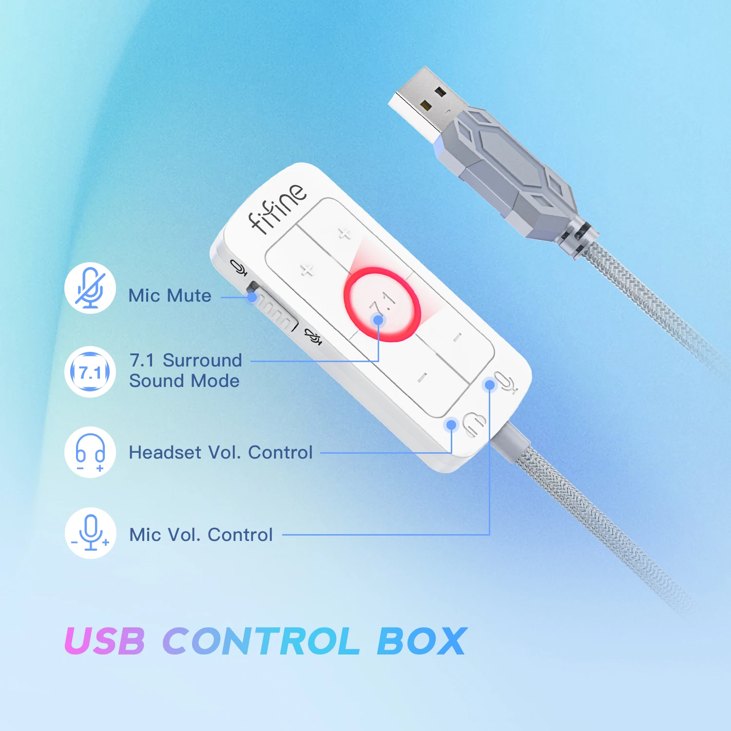 FIFINE-auriculares para juegos USB con sonido envolvente 7,1/conector de 3,5mm/micrófono, auriculares con cable sobre la oreja para PC PS4/5 Xbox Ampligame H9W