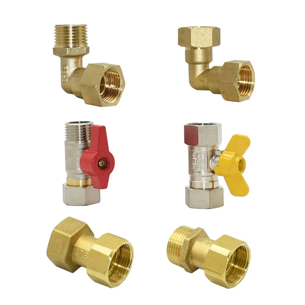 Latón 1/2 hembra a 1/2 rosca macho manguera divisor válvula conector Accesorios de reparación de cobre acoplador de tubería de agua roscado de Metal