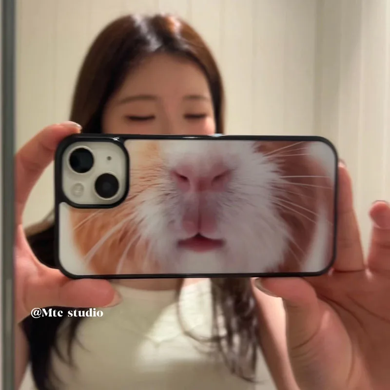 Funda de silicona a prueba de golpes con diseño de cara de conejillo de indias coreano, divertida y linda, para iPhone 17 Air 16 Pro Max 15 14 Plus 13 12 11