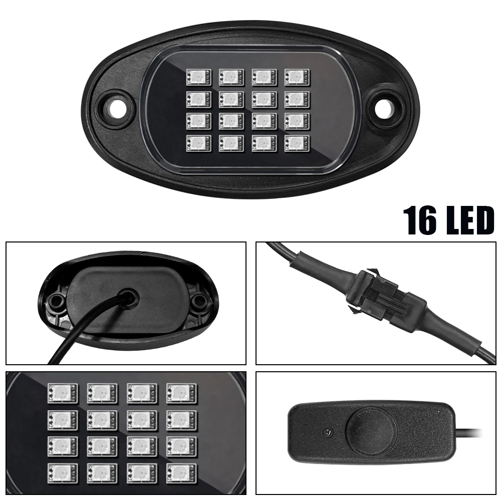 Luces LED RGB Rock 4/6/8 en 1, luz para chasis de coche, para Jeep, camión todoterreno, barco, sincronización de música, Bluetooth, Control por aplicación Undergolw