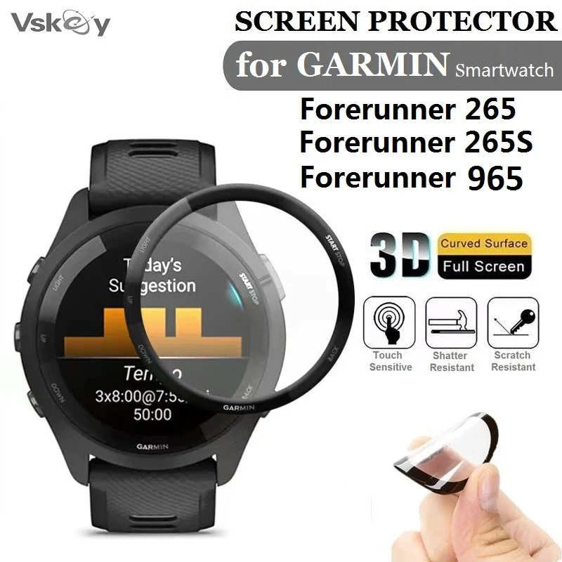 100 Uds Protector de pantalla suave curvado 3D para Garmin Forerunner 965 / Forerunner 265 265S película protectora de cubierta completa para reloj inteligente