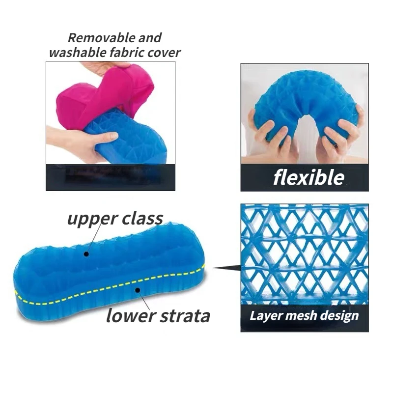Almohada enrollable para dormir, almohadas de soporte para cuello redondo con funda lavable extraíble de malla para aliviar el dolor