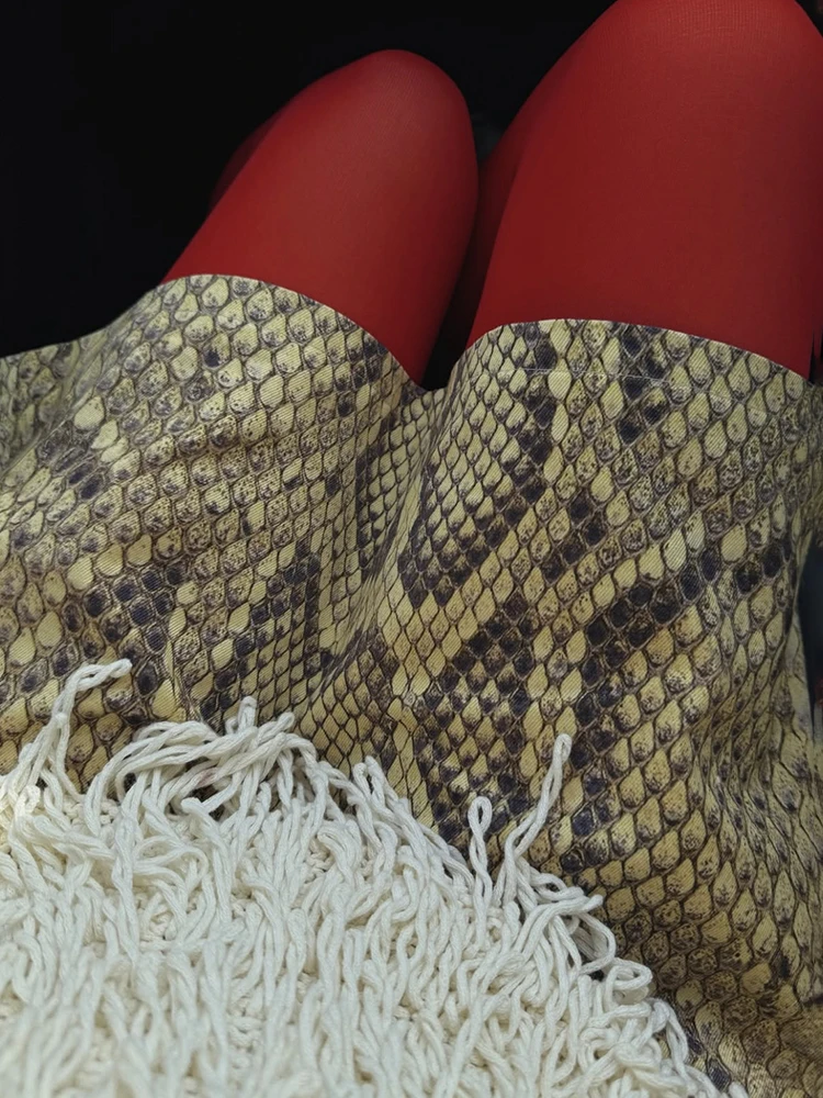 Falda de cintura alta con estampado de serpiente para mujer, falda larga recta ajustada, ropa de calle de verano, falda de moda para mujer