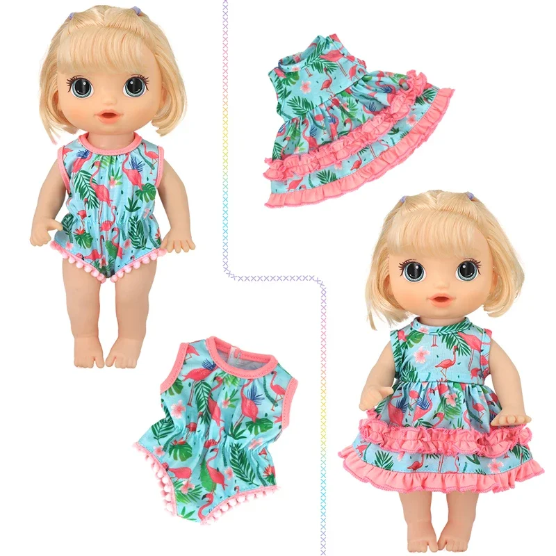 Ropa de muñeca de silicona de goma de 30 Cm, vestido de flores para muñeca bebé de 12 ", traje de baño para niños y niñas, regalo de Navidad