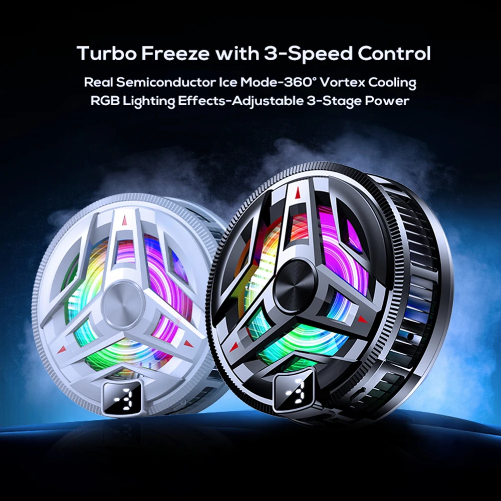 Enfriador de teléfono magnético Semiconductor, radiador de Control de temperatura de 3 niveles con luces RGB, accesorios universales para teléfonos inteligentes