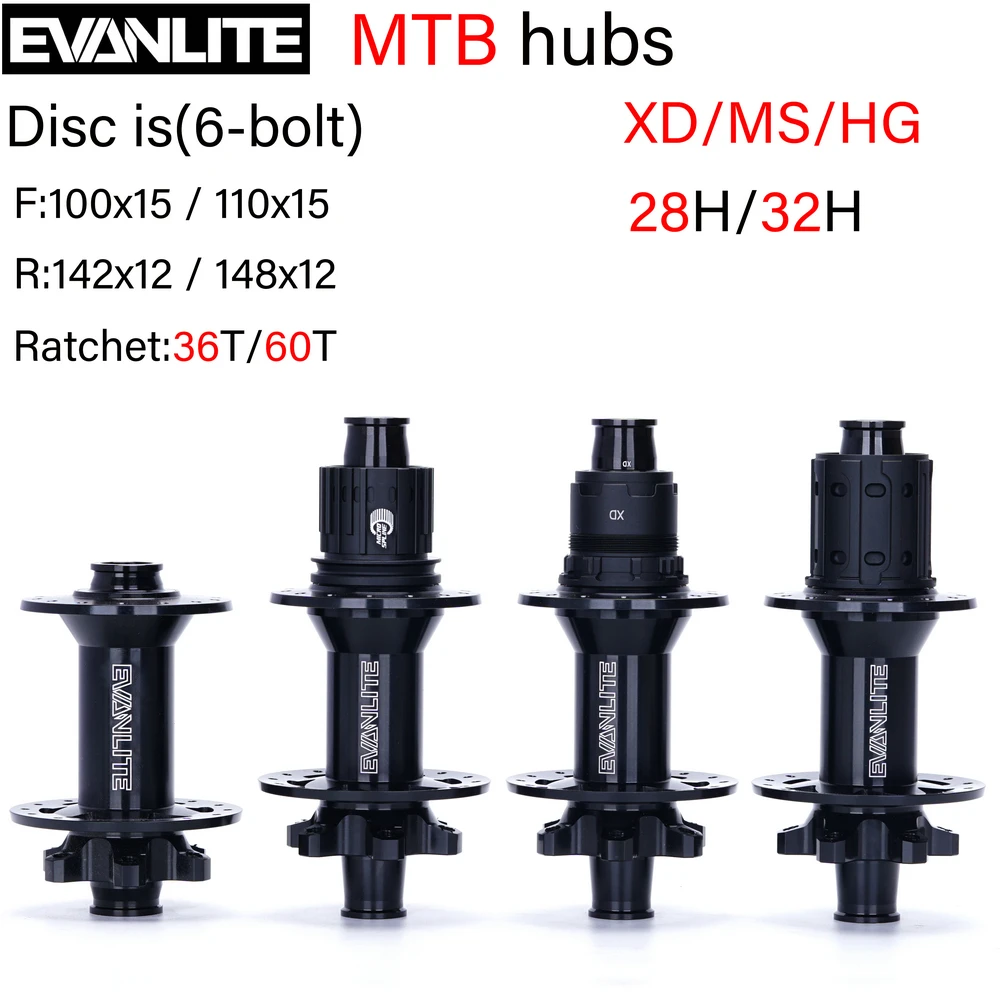 EVANLITE-codo de buje MTB, seis clavos Dt350 240, 28H/32H Hg/xd/MS 141x10 148x12, estructura de trinquete 36T/60T