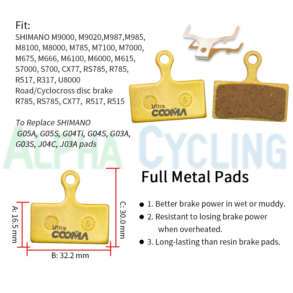 10 Pares/20 Piezas, Pastillas de Freno de Disco para Bicicleta, Completamente Metálicas, para SHIMANO, SRAM, AVID, HAYES, Magura, Formula, Hope y Scooter
