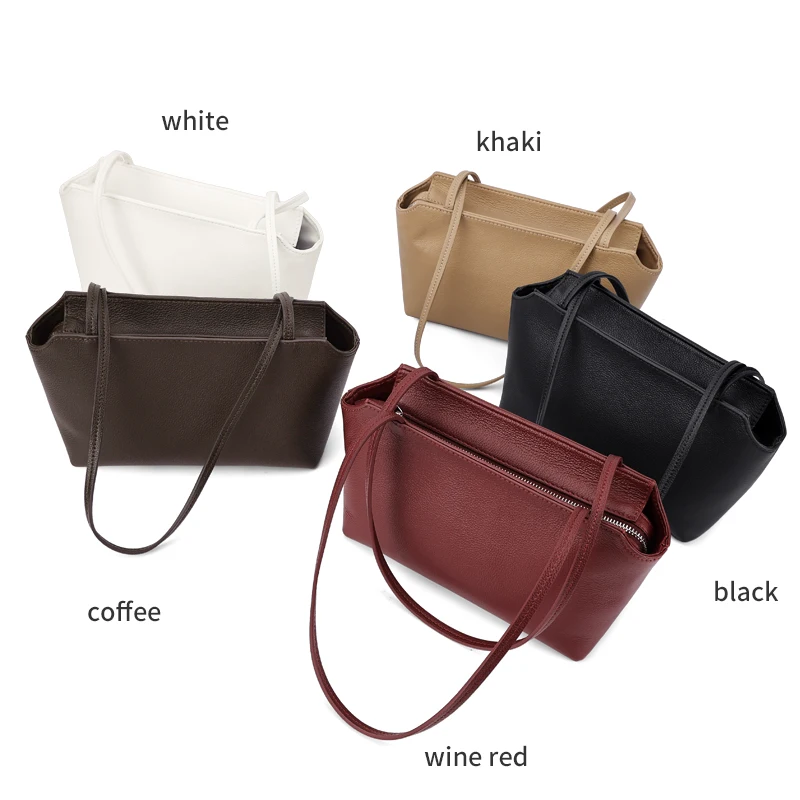 Bolso de Hombro Mini de Cuero Genuino de Vaca para Mujer, Bolso de Mano con Correa Larga de Cuero Granulado, Bolso Minimalista para Uso Diario
