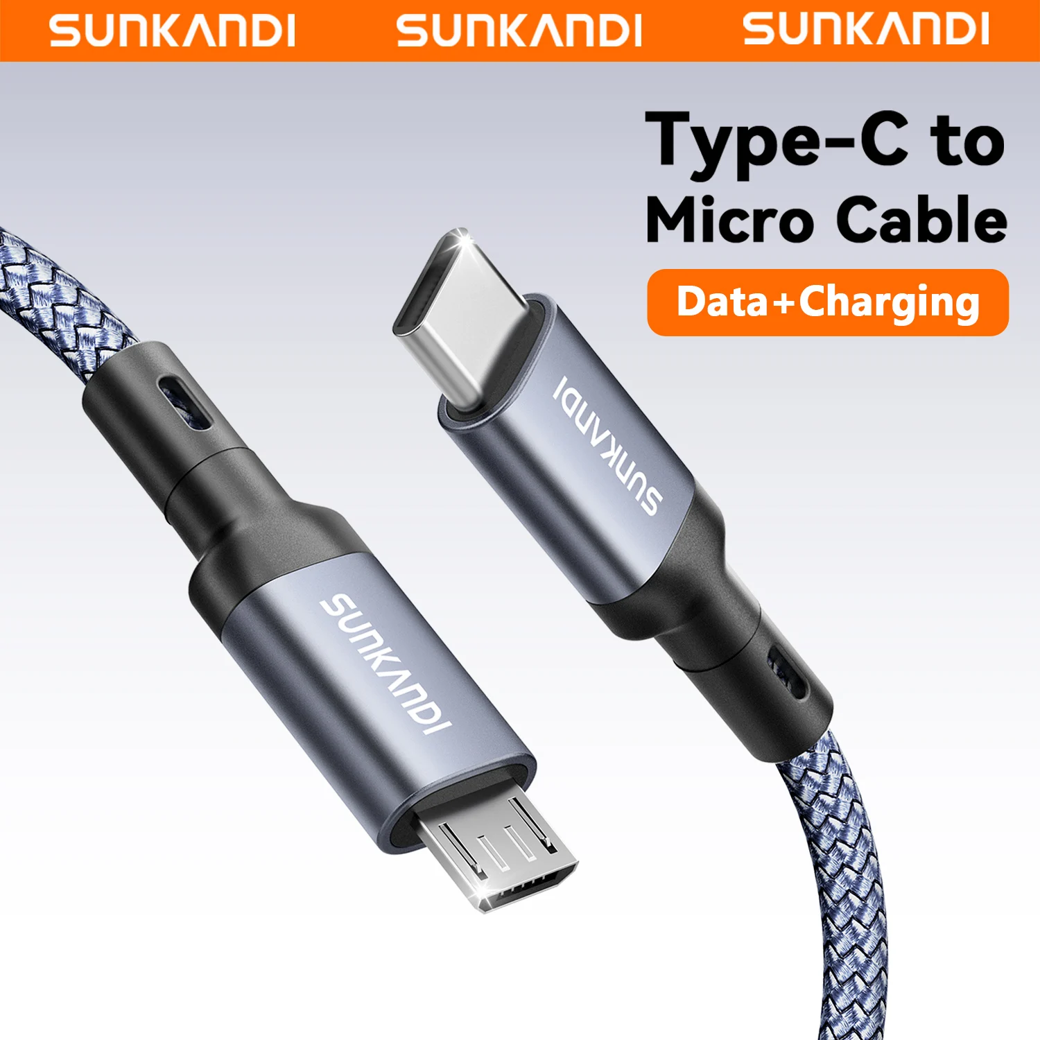 Cable USB C a Micro USB SUNKANDI, Cable Trenzado USBC a MicroUSB OTG de 480 Mbps para Cargadores de Pared, MacBook Pro, Air, Galaxy S22