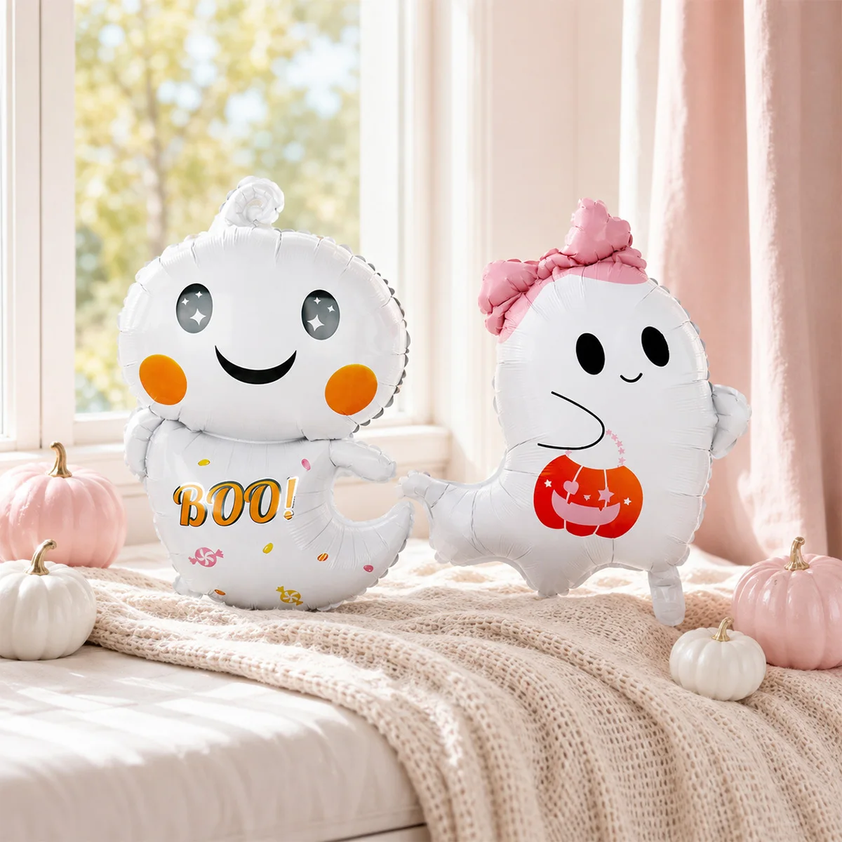 Set de 3 o 6 globos de Halloween con forma de fantasma, ideal para Halloween, cumpleaños y fiestas divertidas.
