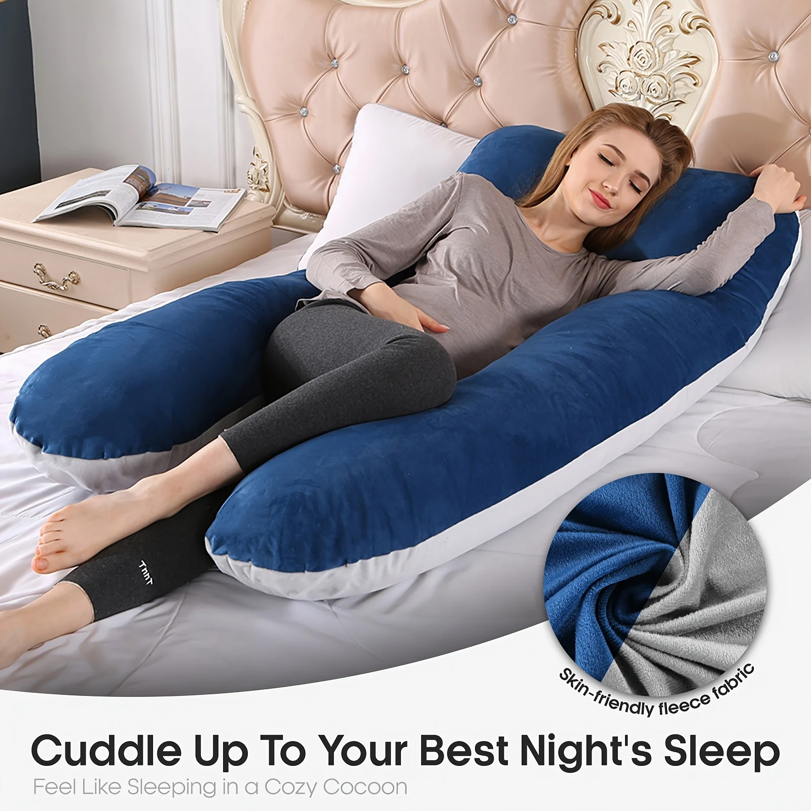 Almohada ergonómica en forma de U para soporte de cuello y espalda, almohada corporal de embarazo de maternidad, cojín para dormir de viaje de oficina para adultos