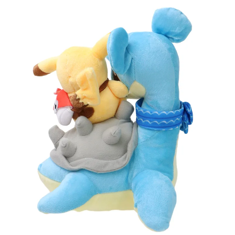 Kawaii Pikachu montando Lapras Latios Latias muñeco de peluche Pokemon juguete de peluche creativo Anime dibujos animados regalo de Navidad para niños