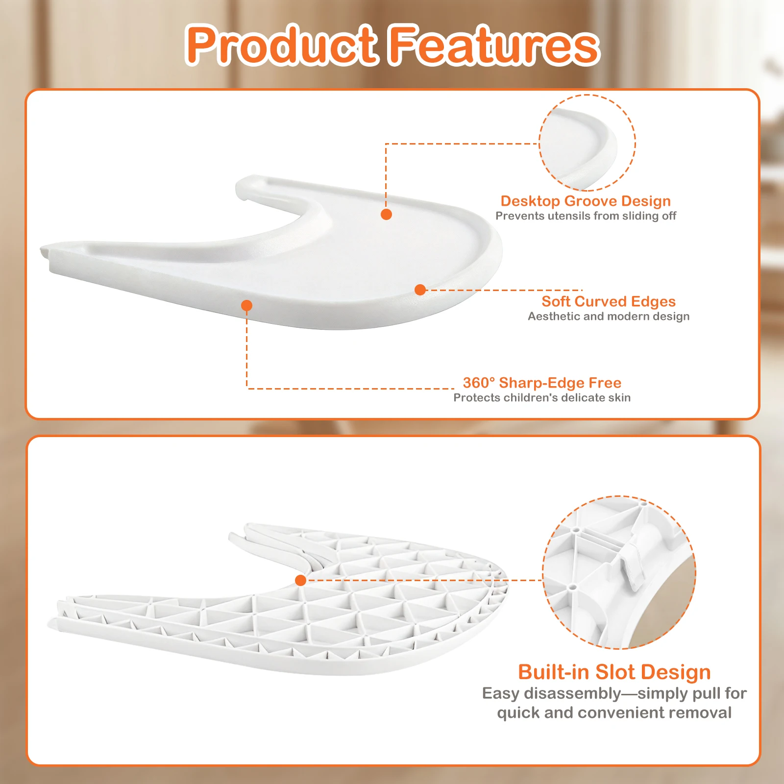 Bandeja para silla de bebé para trona Stokke Tripp Trapp, se usa como plato para refrigerios o bandeja para juguetes, estante de almacenamiento con adsorción al vacío, color blanco