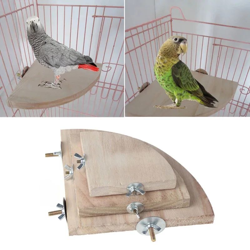 Estante de soporte de madera en forma de abanico para pájaros, percha para animales pequeños, Chinchilla, ardilla, hámster, accesorios para jaula