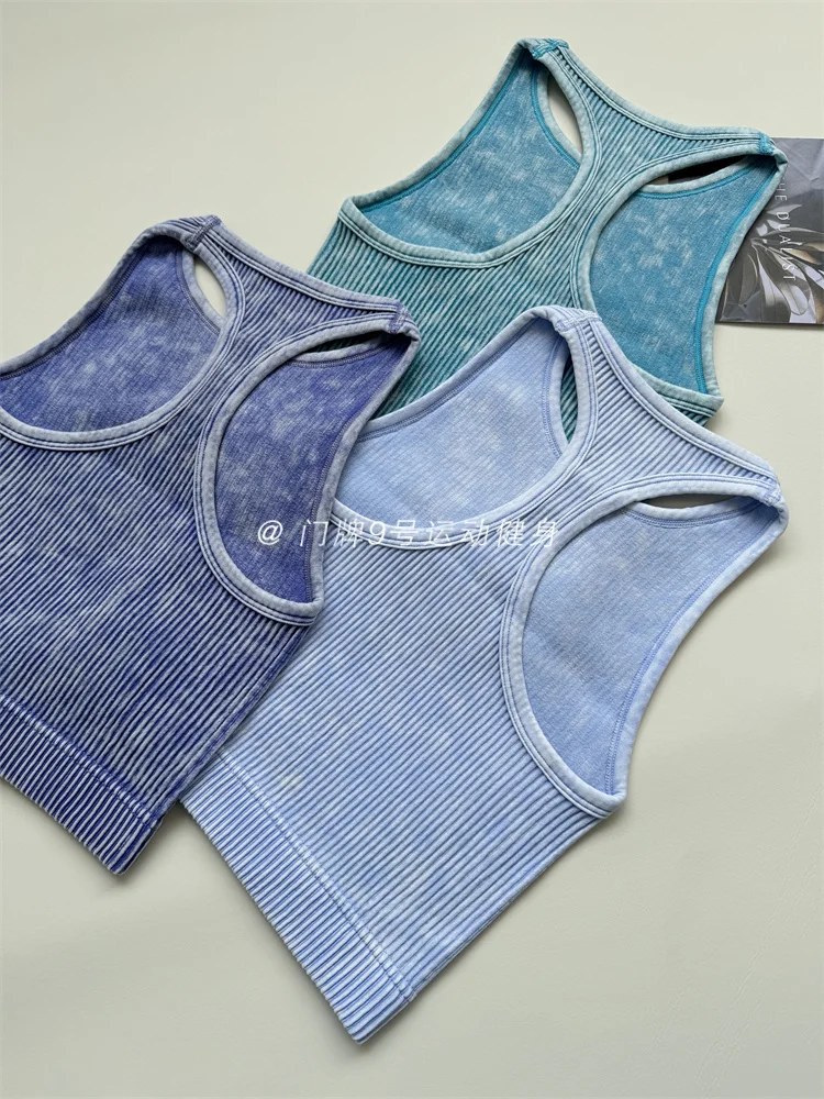 Top de Yoga sin costuras para mujer, Top corto sin mangas deportivo para Fitness, gimnasio, correr, entrenamiento