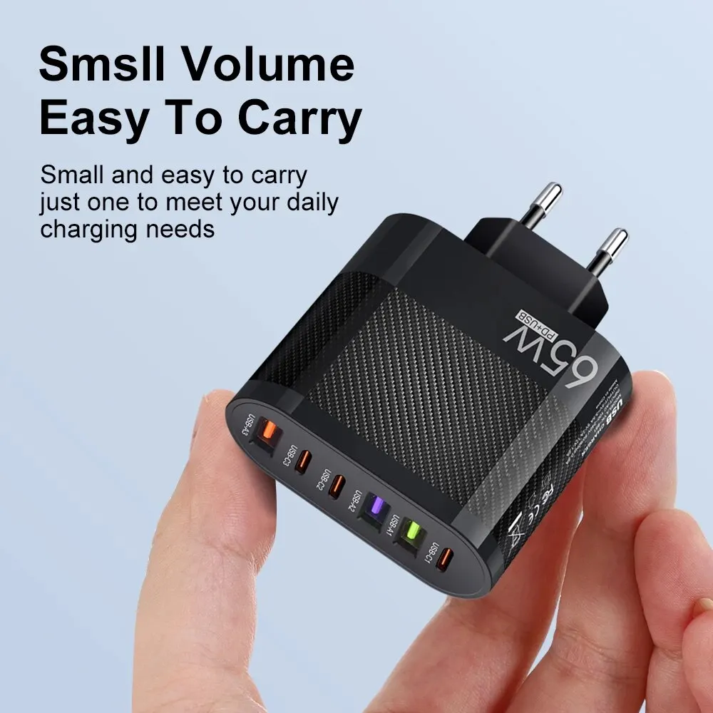 3.1A 6 en 1 3USB 3PD cargador QC3.0 cargador rápido de carga para Samsung S23 Xiaomi adaptador de carga de teléfono móvil enchufe UE/EE. UU./Reino Unido
