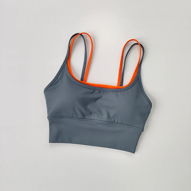 Sujetador deportivo para mujer, chaleco de Yoga con doble correa para el pecho, absorbente de golpes, de secado rápido, moldeador, Fitness, verano