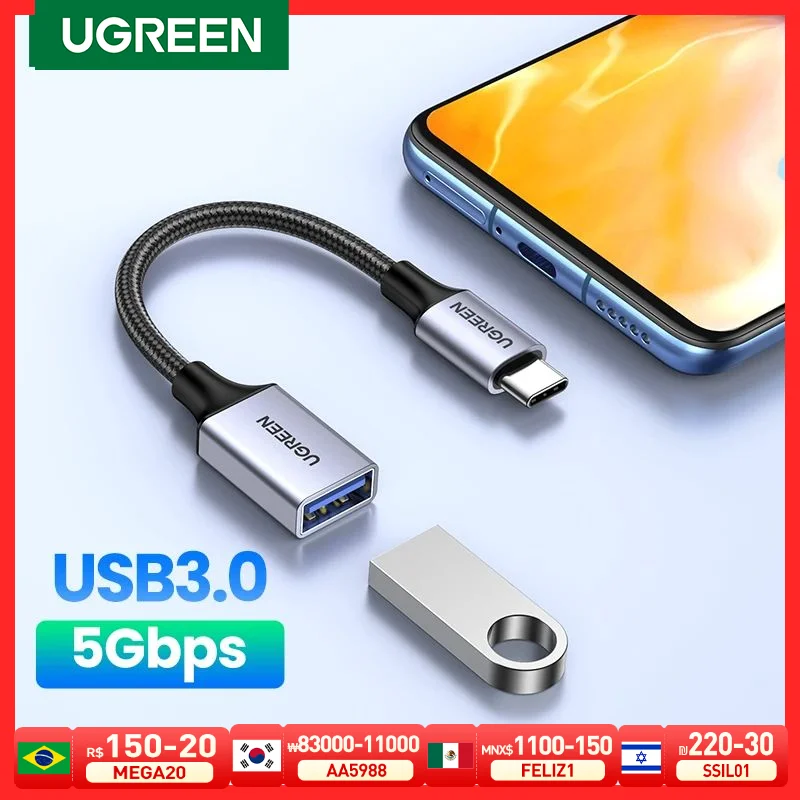 UGREEN-Adaptador USB tipo C a USB 3,0 OTG, Conector de Cable de datos para Samsung Galaxy 10, MacBook Pro 2019