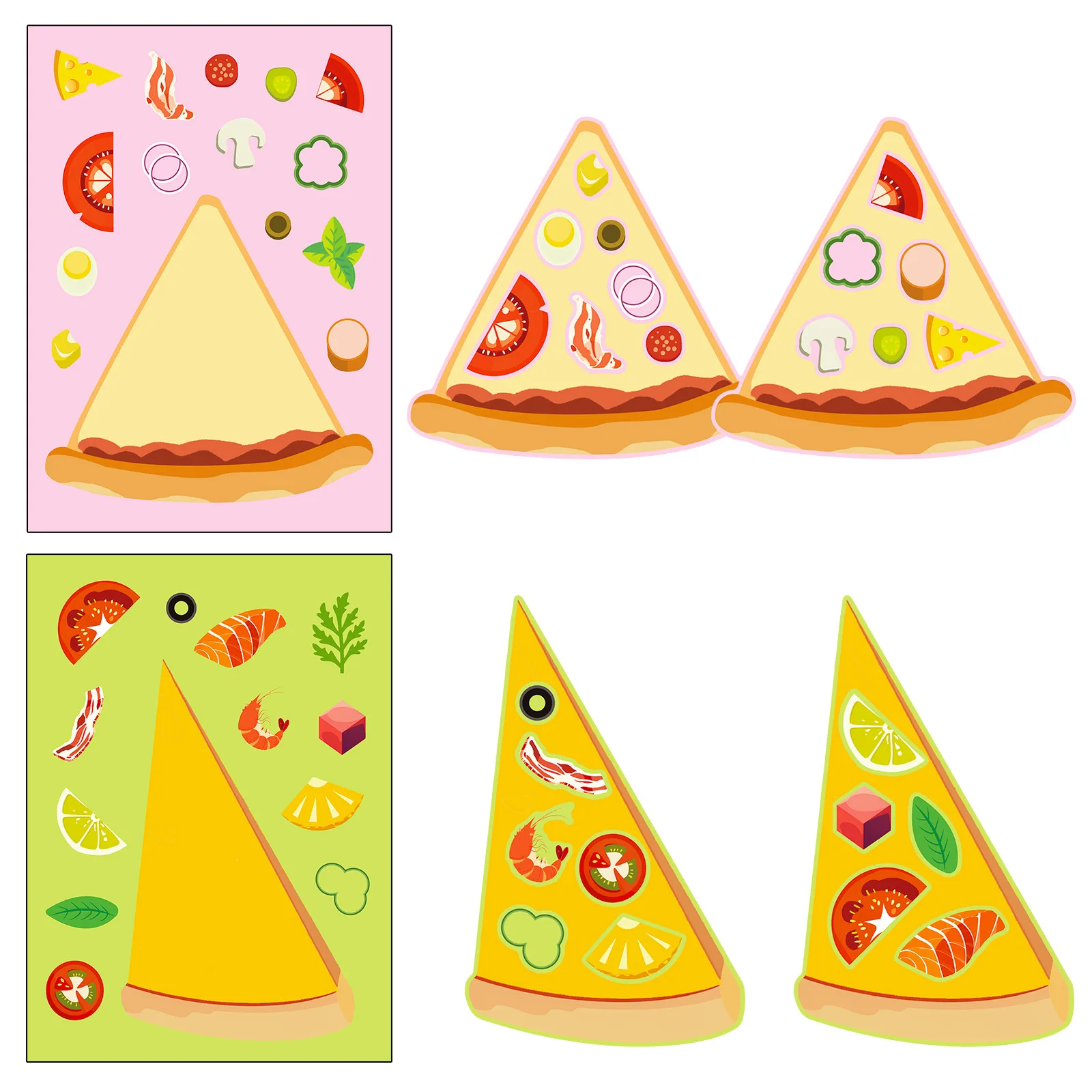 6 hojas DIY rompecabezas pegatinas juegos 6 Pizza para todos los sabores hacer una cara divertido montar rompecabezas pegatinas juguetes educativos para niños