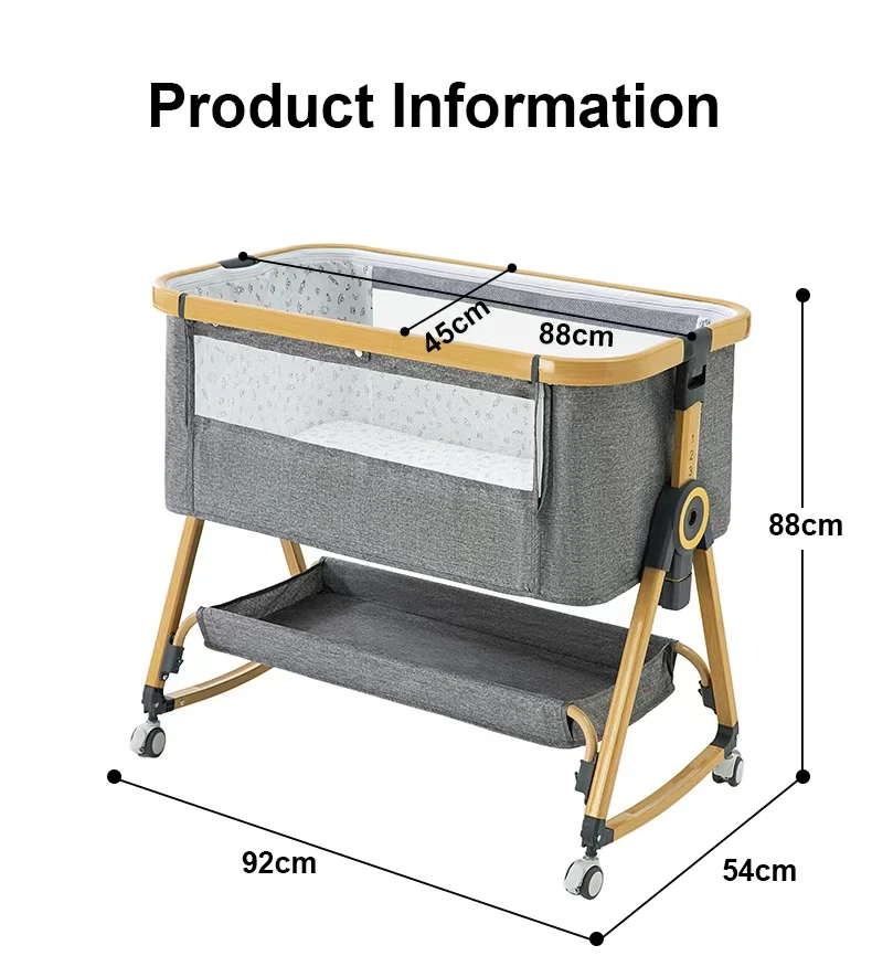 Cuna multifuncional para bebé con ajuste de altura plegable, columpio portátil y móvil para colocar junto a la cama, cuna y cama para dormir integradas, cuna portátil plegable para bebé