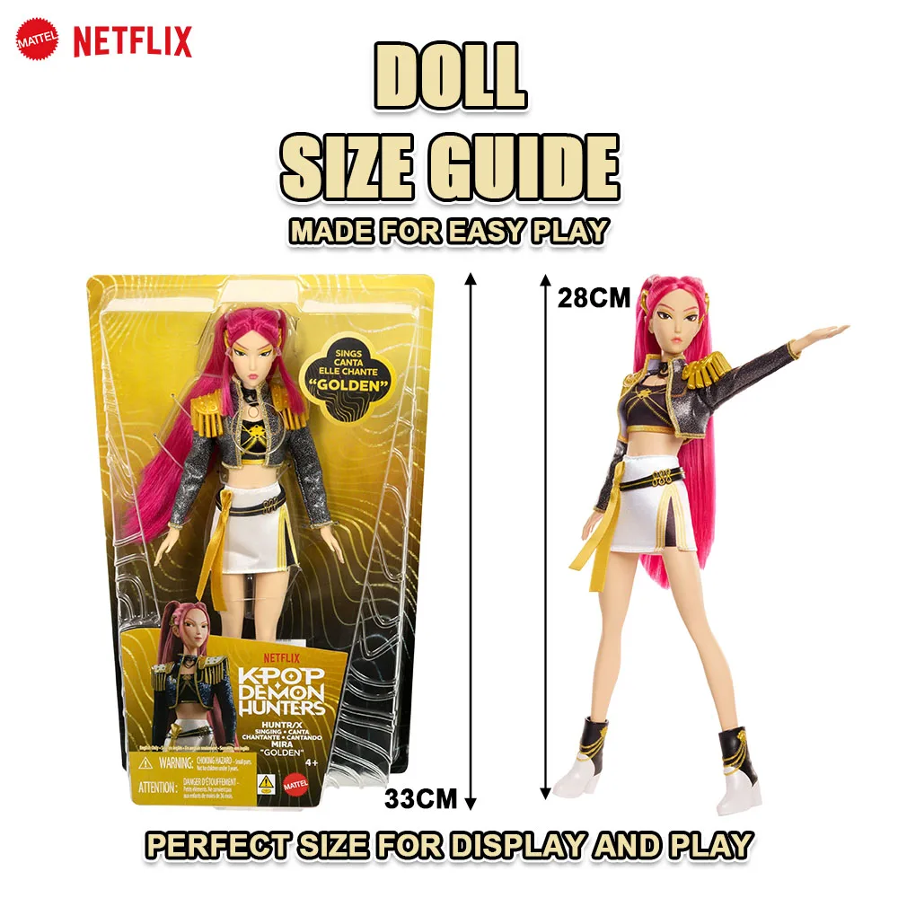 Muñeca Original KPop Demon Hunters HUNTR/X Golden Singing de 11.5 Pulgadas, Muñeca de Moda Rumi Mira Zoey, Figura Musical, Juguete para Niñas, Regalo para Fans