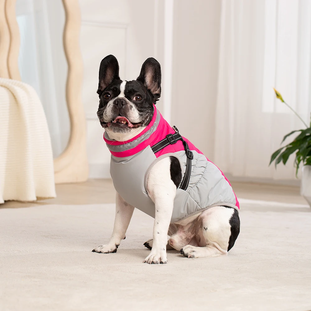 Chaqueta de invierno cálida y gruesa para perros con arnés, ropa impermeable para perros, chaleco para cachorros, para perros pequeños y grandes, disfraces de labrador, abrigos para huskies.