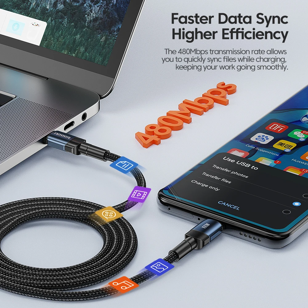 Toocki 100W USB C a tipo C Cable PD3.0 Cable cargador de carga rápida Cable de datos para Macbook Huawei Xiaomi POCO Samsung Cable de USB-C