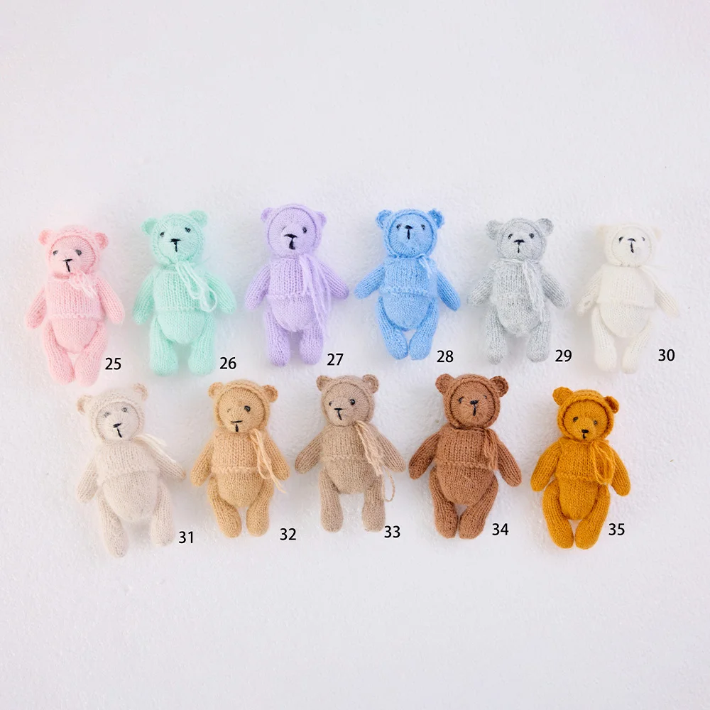Mini Oso de Peluche Tejido a Mano Multicolor, Accesorios para Fotografía de Recién Nacidos, Recuerdo de Crecimiento Infantil, Artículos para Sesiones Fotográficas