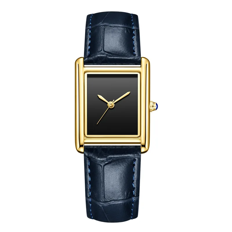Relojes de Pulsera de Cuarzo para Hombre y Mujer, Diseño Cuadrado Simple, Estilo Ejecutivo, Correa de Cuero, Resistentes al Agua, para Parejas