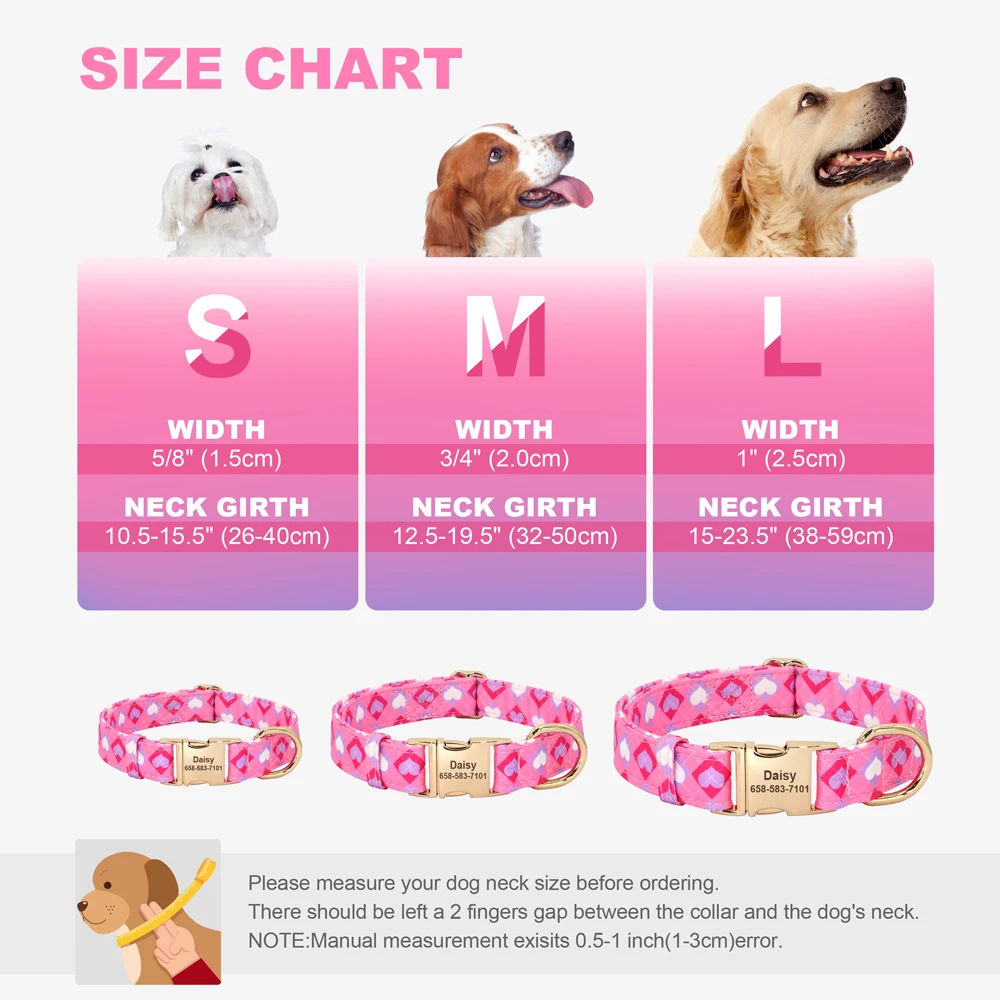 Collar de perro de nailon personalizado, collares para cachorros con estampado de abeja y flores, collares de identificación para mascotas personalizados gratis para perros pequeños y grandes Chihuahua