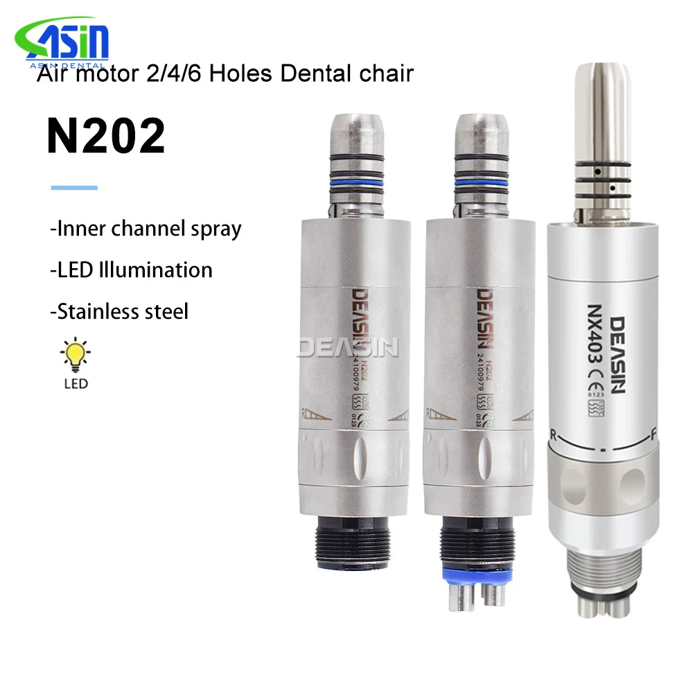 Motor de aire DEASIN para pieza de mano dental, micromotor con sistema de pulverización de agua interna, para unidades dentales rectas y de ángulo, con conector de 2/4/6 orificios.