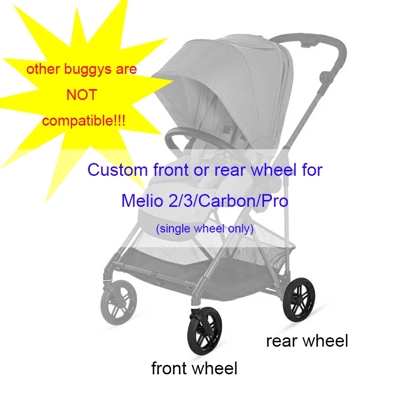 ¡SOLO rueda delantera o trasera Melio de 17CM para accesorios de Buggy Cybex Melio 2/3/Carbon/Pro Series, otros cochecitos no están compatibles! !