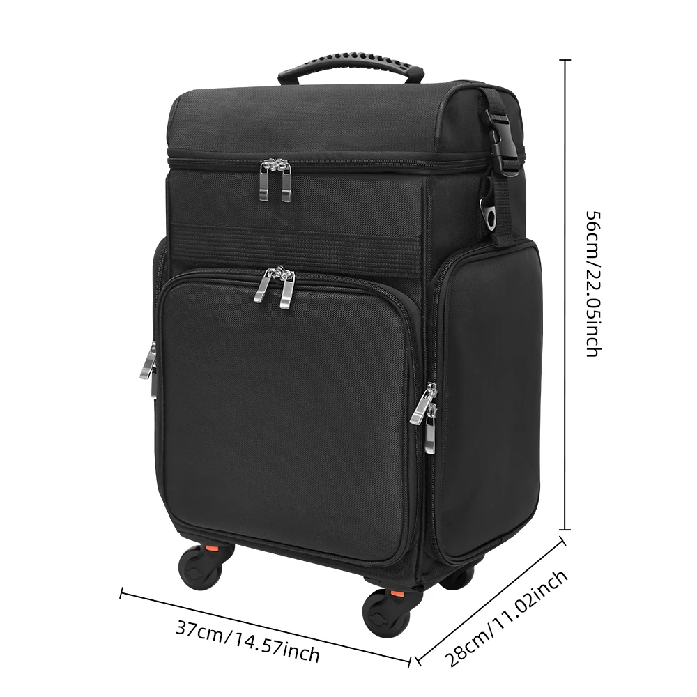 Maleta Profesional con Ruedas para Peluquería/Barbería - Organizador Multifuncional con Asa, Lona, Trolley para Maquillaje