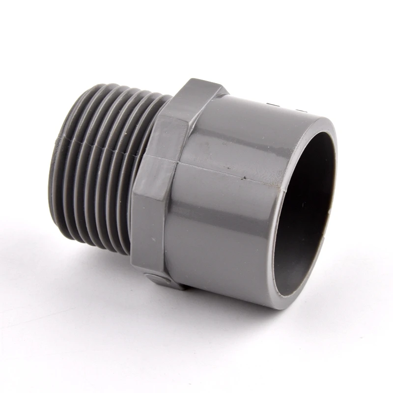 Conector recto de rosca macho de PVC de 1/2 "~ 1,5" a 20 ~ 50mm, junta de agua de alimentación para acuario, accesorios de tubería de agua de riego de jardín