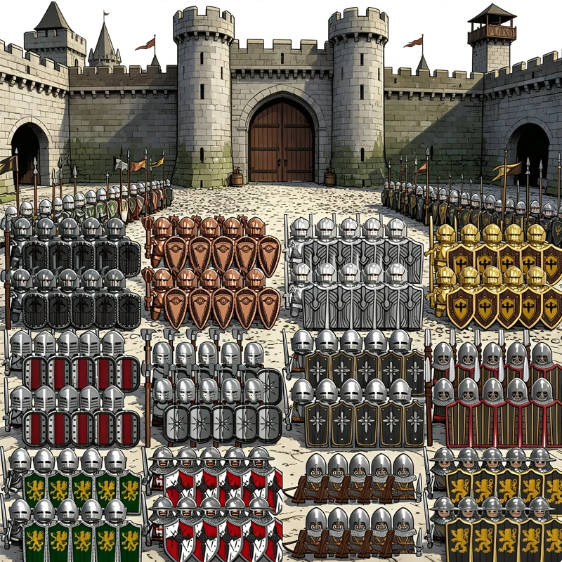 Figuras de Soldados Militares Medievales, Bloques de Construcción del Ejército, Castillo, Caballero, Cruzados, Comandante, Guerrero, Accesorios de Armadura, Ladrillos, Juguetes