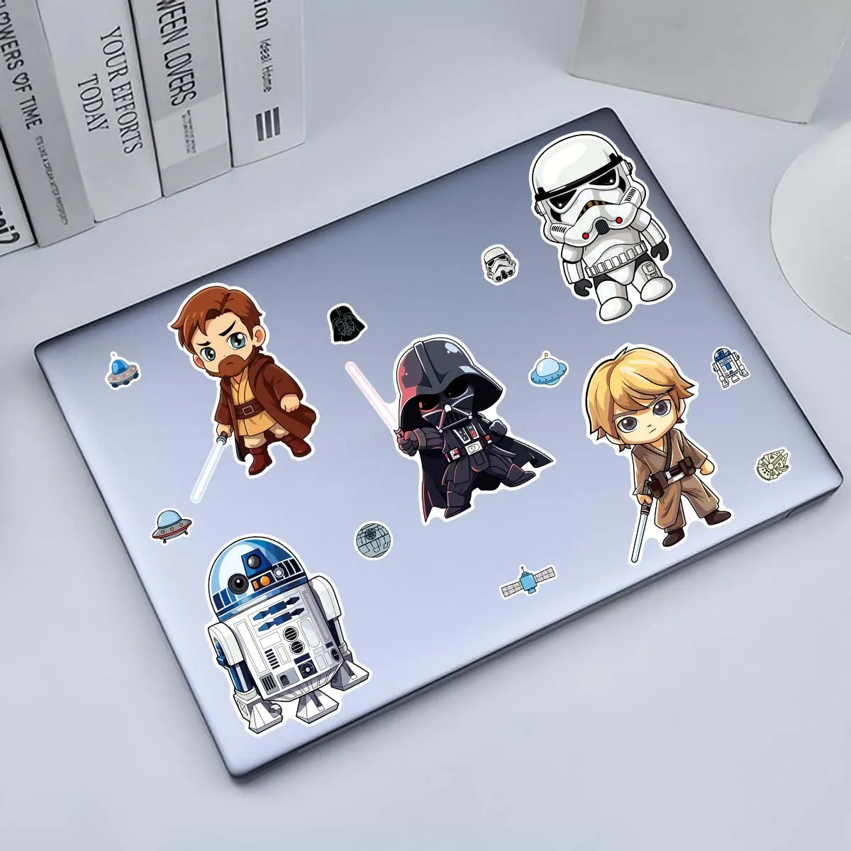 8 Hojas de Pegatinas de Anime Jedi para Crear una Cara, Calcomanías de Dibujos Animados para Niños, DIY, Rompecabezas, Decoración para Fiestas Infantiles