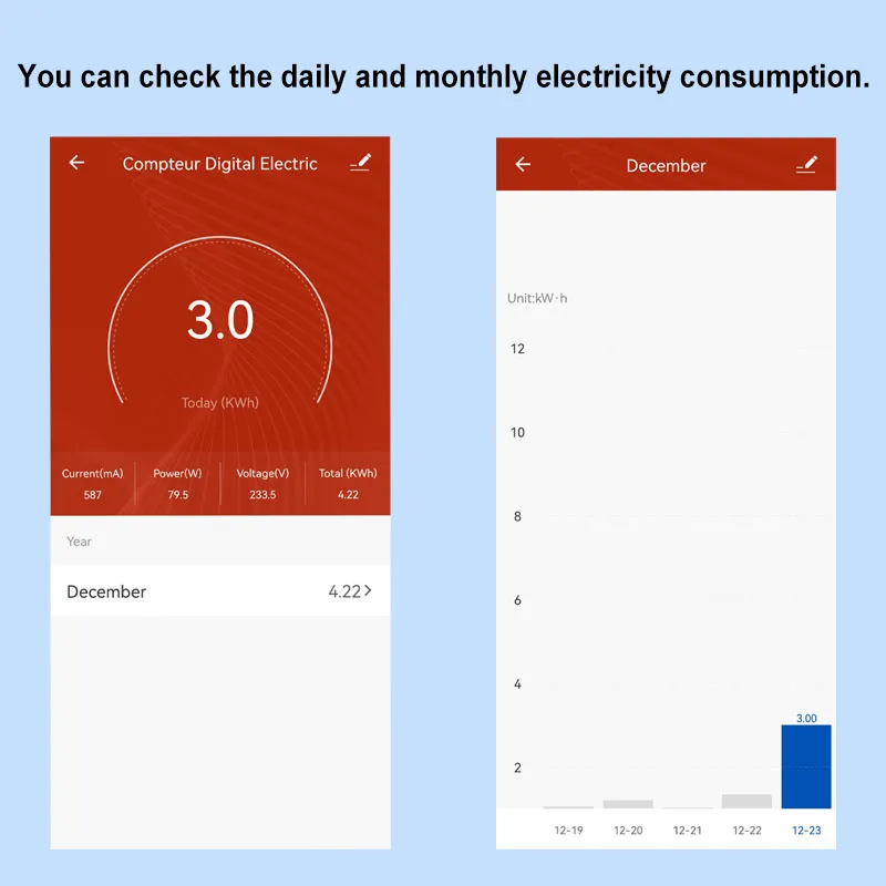 Medidor de Energía Eléctrica WiFi Smart Life KWh para Riel DIN 63A con CT, Monitoreo por App de Voltaje, Corriente y Consumo de Energía 110V 230V